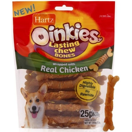 Hartz Oinkies Long Lasting Chew Bones Wrapped With Real Chicken